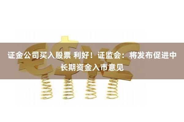 证金公司买入股票 利好！证监会：将发布促进中长期资金入市意见