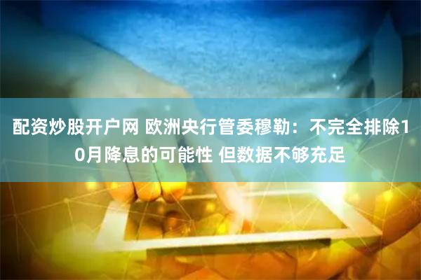 配资炒股开户网 欧洲央行管委穆勒：不完全排除10月降息的可能性 但数据不够充足