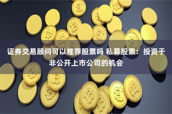 证券交易顾问可以推荐股票吗 私募股票：投资于非公开上市公司的机会
